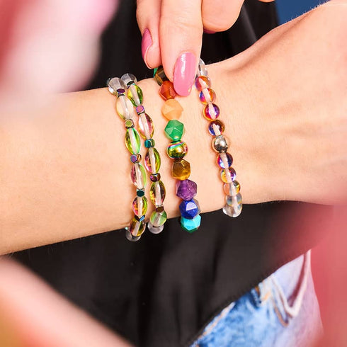 Chakra arc-en-ciel | Bracelet Geom 7 pierres précieuses | Licorne Argent